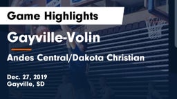 Gayville-Volin  vs Andes Central/Dakota Christian Game Highlights - Dec. 27, 2019