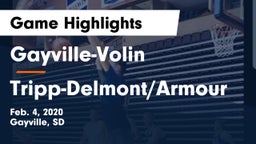Gayville-Volin  vs Tripp-Delmont/Armour Game Highlights - Feb. 4, 2020