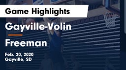 Gayville-Volin  vs Freeman Game Highlights - Feb. 20, 2020