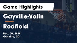 Gayville-Volin  vs Redfield  Game Highlights - Dec. 30, 2020