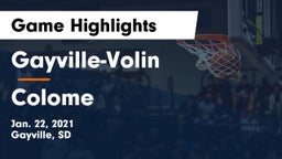 Gayville-Volin  vs Colome  Game Highlights - Jan. 22, 2021