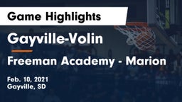 Gayville-Volin  vs Freeman Academy - Marion Game Highlights - Feb. 10, 2021