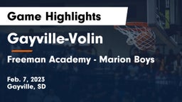 Gayville-Volin  vs Freeman Academy - Marion Boys Game Highlights - Feb. 7, 2023