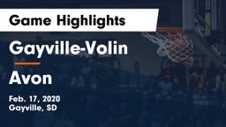 Gayville-Volin  vs Avon  Game Highlights - Feb. 17, 2020