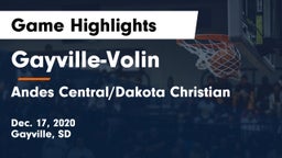 Gayville-Volin  vs Andes Central/Dakota Christian Game Highlights - Dec. 17, 2020
