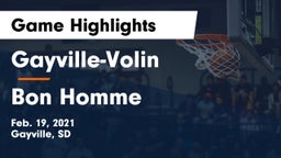 Gayville-Volin  vs Bon Homme  Game Highlights - Feb. 19, 2021