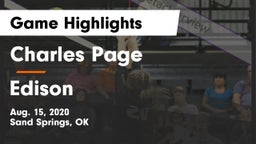 Charles Page  vs Edison  Game Highlights - Aug. 15, 2020