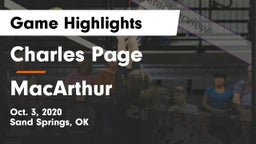 Charles Page  vs MacArthur  Game Highlights - Oct. 3, 2020