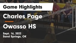 Charles Page  vs Owasso HS Game Highlights - Sept. 16, 2022