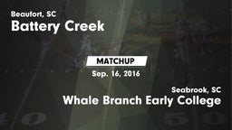 Matchup: Battery Creek vs. Whale Branch Early College  2016