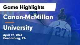 Canon-McMillan  vs University  Game Highlights - April 12, 2024
