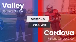 Matchup: Valley  vs. Cordova  2018