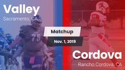 Matchup: Valley  vs. Cordova  2019