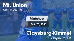 Matchup: Mt. Union vs. Claysburg-Kimmel  2016