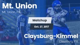 Matchup: Mt. Union vs. Claysburg-Kimmel  2017