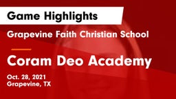 Grapevine Faith Christian School vs Coram Deo Academy  Game Highlights - Oct. 28, 2021