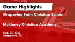 Grapevine Faith Christian School vs McKinney Christian Academy Game Highlights - Aug. 23, 2022