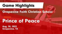 Grapevine Faith Christian School vs Prince of Peace  Game Highlights - Aug. 30, 2022
