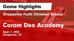 Grapevine Faith Christian School vs Coram Deo Academy  Game Highlights - Sept. 7, 2023