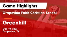 Grapevine Faith Christian School vs Greenhill  Game Highlights - Oct. 10, 2023