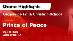Grapevine Faith Christian School vs Prince of Peace  Game Highlights - Dec. 8, 2020