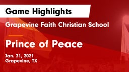 Grapevine Faith Christian School vs Prince of Peace  Game Highlights - Jan. 21, 2021