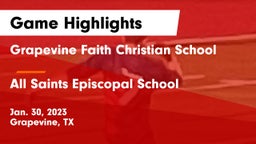 Grapevine Faith Christian School vs All Saints Episcopal School Game Highlights - Jan. 30, 2023