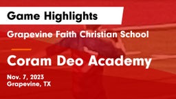 Grapevine Faith Christian School vs Coram Deo Academy  Game Highlights - Nov. 7, 2023