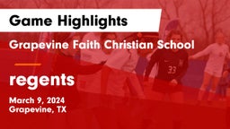 Grapevine Faith Christian School vs regents Game Highlights - March 9, 2024