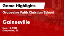 Grapevine Faith Christian School vs Gainesville  Game Highlights - Nov. 14, 2020