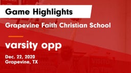 Grapevine Faith Christian School vs varsity opp Game Highlights - Dec. 22, 2020