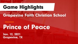 Grapevine Faith Christian School vs Prince of Peace  Game Highlights - Jan. 12, 2021