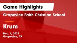 Grapevine Faith Christian School vs Krum  Game Highlights - Dec. 4, 2021