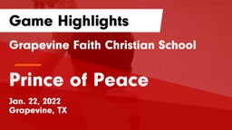 Grapevine Faith Christian School vs Prince of Peace  Game Highlights - Jan. 22, 2022