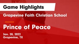 Grapevine Faith Christian School vs Prince of Peace  Game Highlights - Jan. 28, 2022