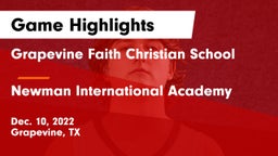 Grapevine Faith Christian School vs Newman International Academy  Game Highlights - Dec. 10, 2022