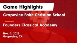 Grapevine Faith Christian School vs Founders Classical Academy  Game Highlights - Nov. 2, 2023