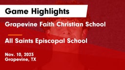 Grapevine Faith Christian School vs All Saints Episcopal School Game Highlights - Nov. 10, 2023