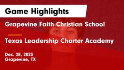 Grapevine Faith Christian School vs Texas Leadership Charter Academy  Game Highlights - Dec. 28, 2023