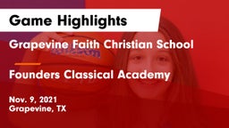 Grapevine Faith Christian School vs Founders Classical Academy  Game Highlights - Nov. 9, 2021