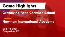 Grapevine Faith Christian School vs Newman International Academy  Game Highlights - Dec. 10, 2021