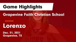 Grapevine Faith Christian School vs Lorenzo  Game Highlights - Dec. 31, 2021