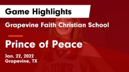 Grapevine Faith Christian School vs Prince of Peace Game Highlights - Jan. 22, 2022
