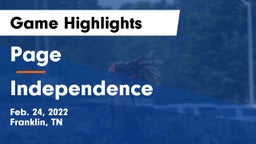Page  vs Independence  Game Highlights - Feb. 24, 2022