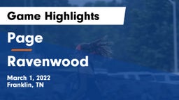 Page  vs Ravenwood  Game Highlights - March 1, 2022
