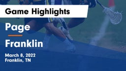 Page  vs Franklin  Game Highlights - March 8, 2022