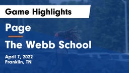 Page  vs The Webb School Game Highlights - April 7, 2022