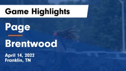 Page  vs Brentwood  Game Highlights - April 14, 2022