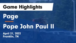 Page  vs Pope John Paul II  Game Highlights - April 21, 2022