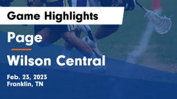 Page  vs Wilson Central Game Highlights - Feb. 23, 2023
